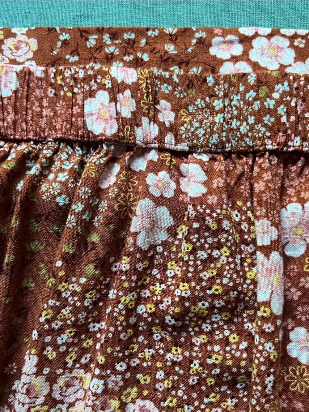 Asymmetrical Floral Wrap Skirt in Brown & Pink - Picture 6 of 6